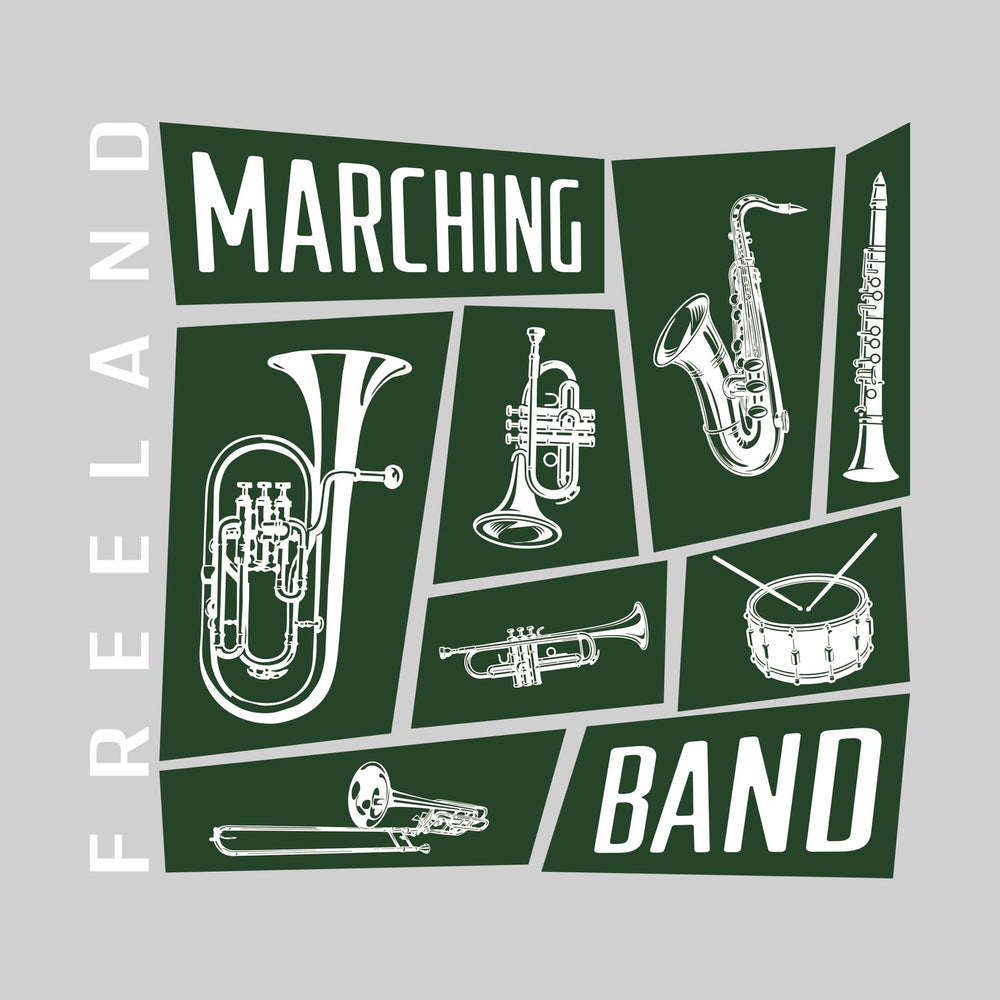 Freeland Falcons - Marching Band - Instrument Collage with School Name