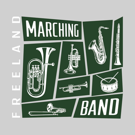Freeland Falcons - Marching Band - Instrument Collage with School Name