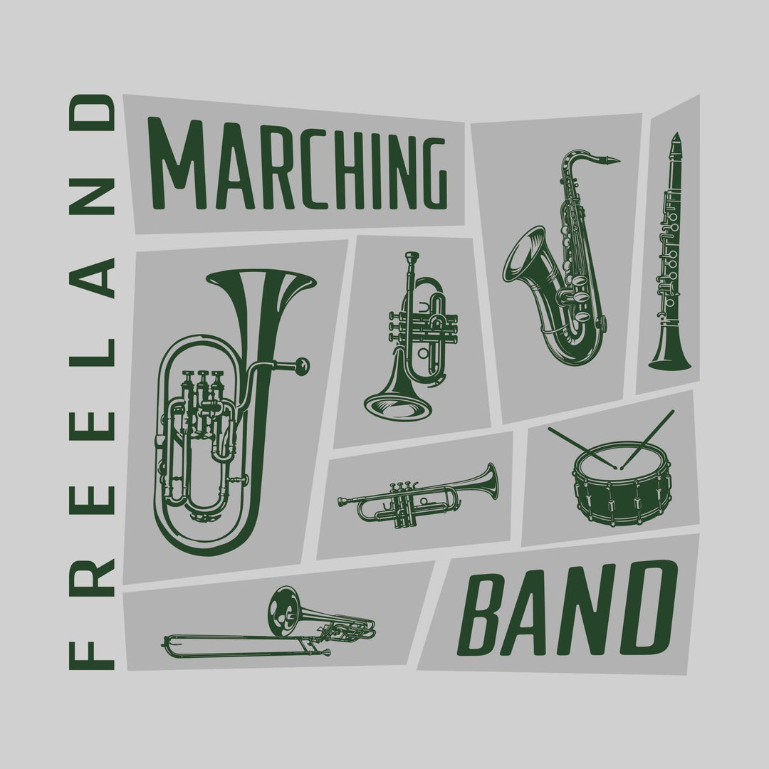 Freeland Falcons - Marching Band - Instrument Collage with School Name