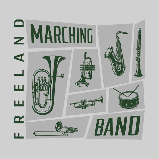 Freeland Falcons - Marching Band - Instrument Collage with School Name
