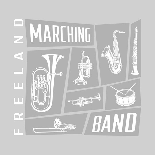 Freeland Falcons - Marching Band - Instrument Collage with School Name