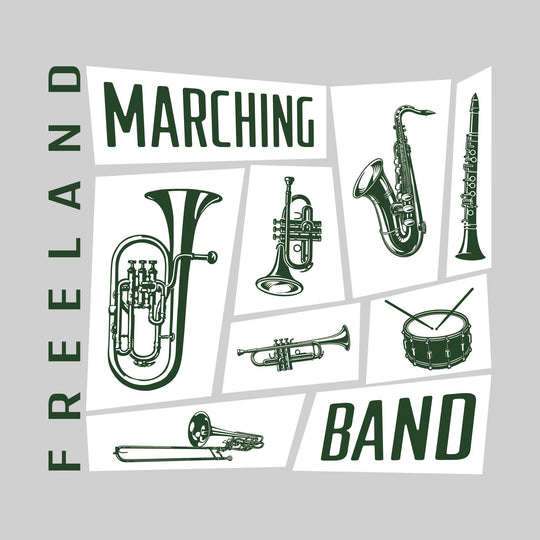Freeland Falcons - Marching Band - Instrument Collage with School Name