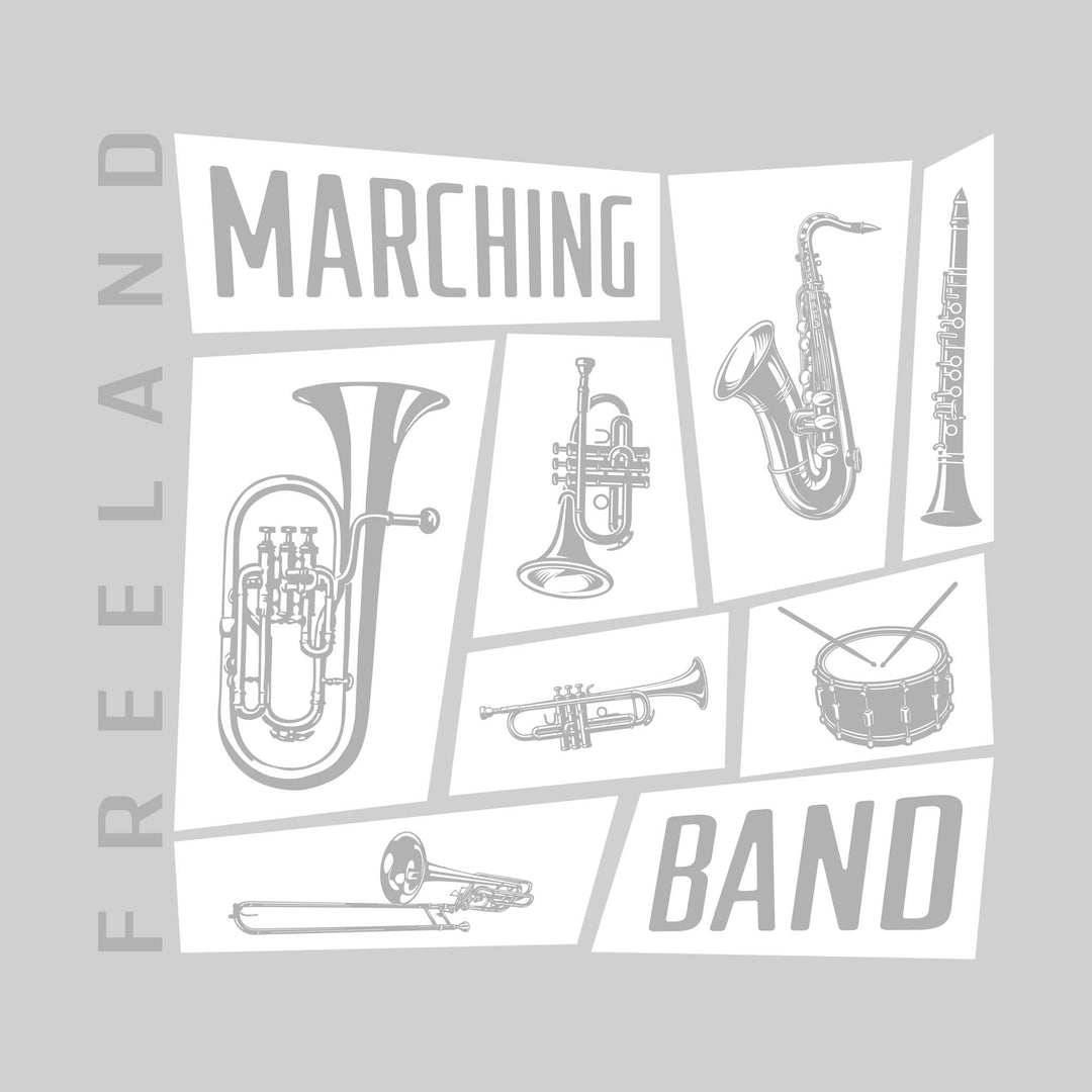 Freeland Falcons - Marching Band - Instrument Collage with School Name