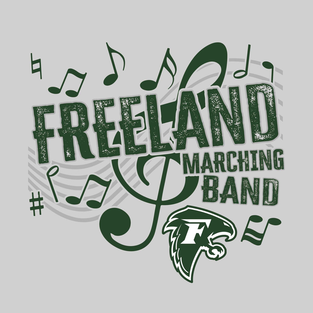 Freeland Falcons - Marching Band - School Name with Treble Clef &amp; Music Notes