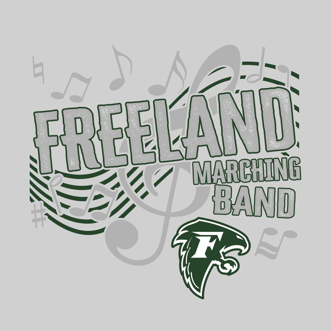 Freeland Falcons - Marching Band - School Name with Treble Clef &amp; Music Notes
