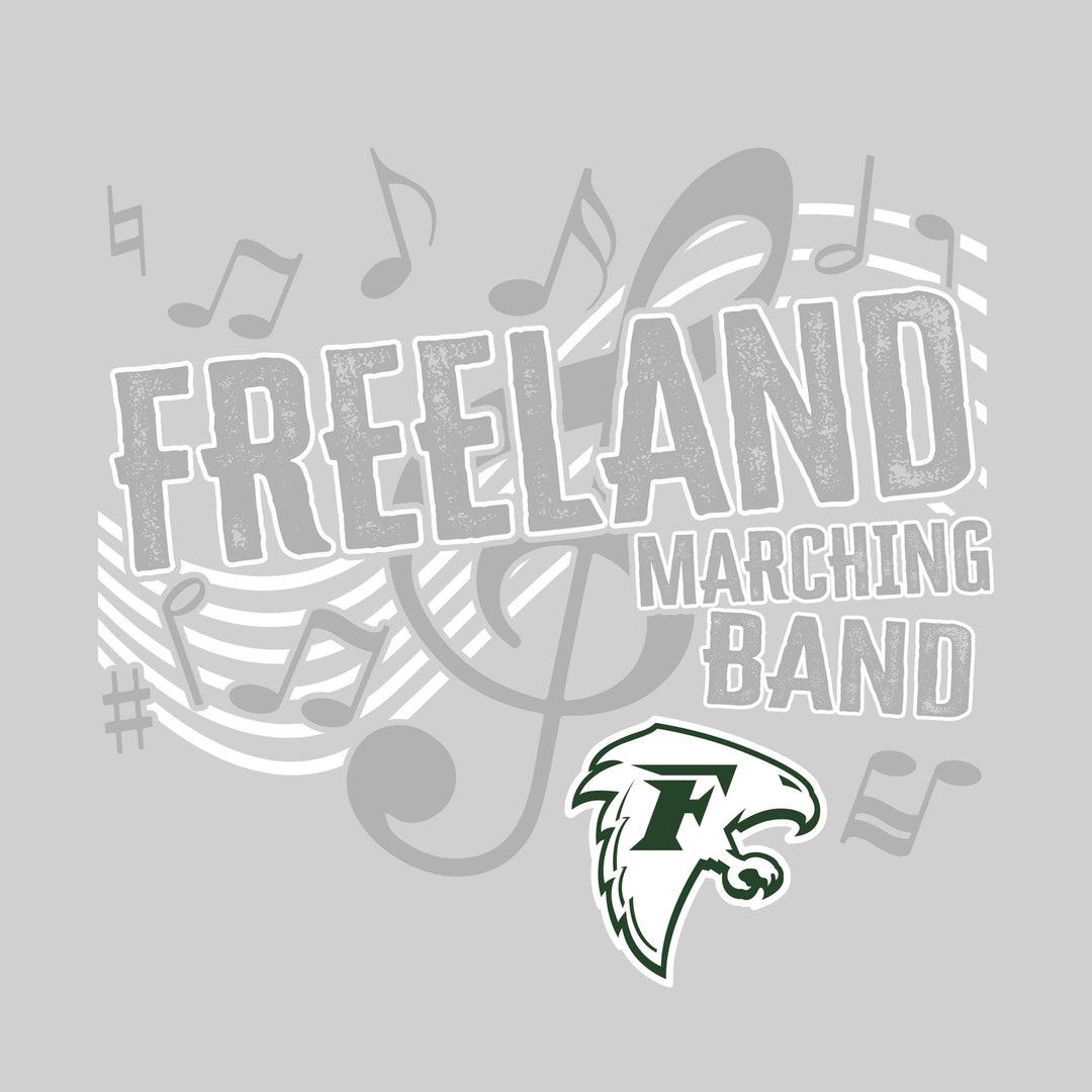 Freeland Falcons - Marching Band - School Name with Treble Clef &amp; Music Notes