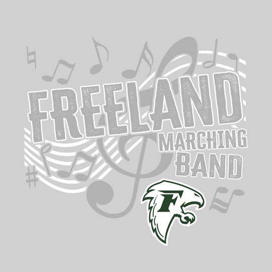 Freeland Falcons - Marching Band - School Name with Treble Clef &amp; Music Notes