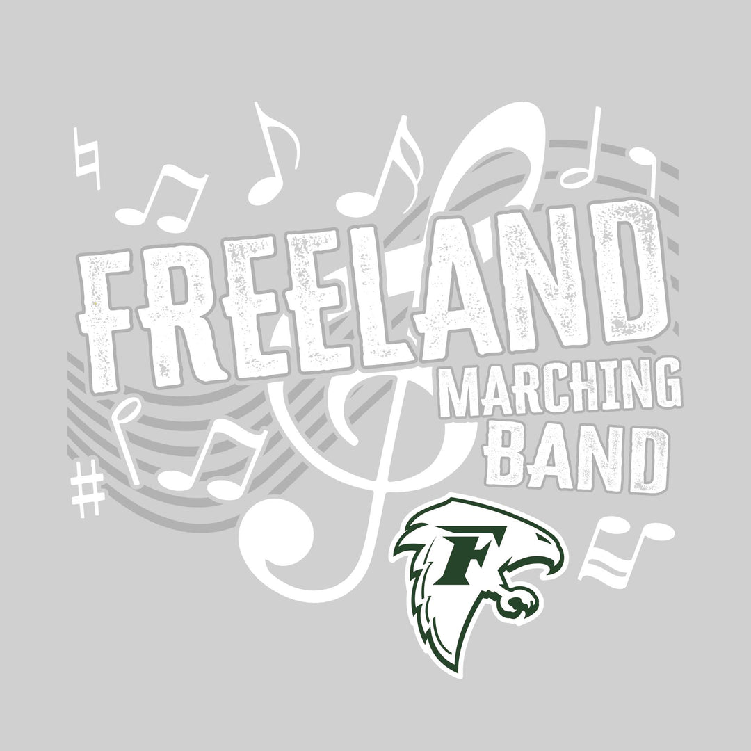 Freeland Falcons - Marching Band - School Name with Treble Clef &amp; Music Notes