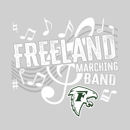 Freeland Falcons - Marching Band - School Name with Treble Clef &amp; Music Notes