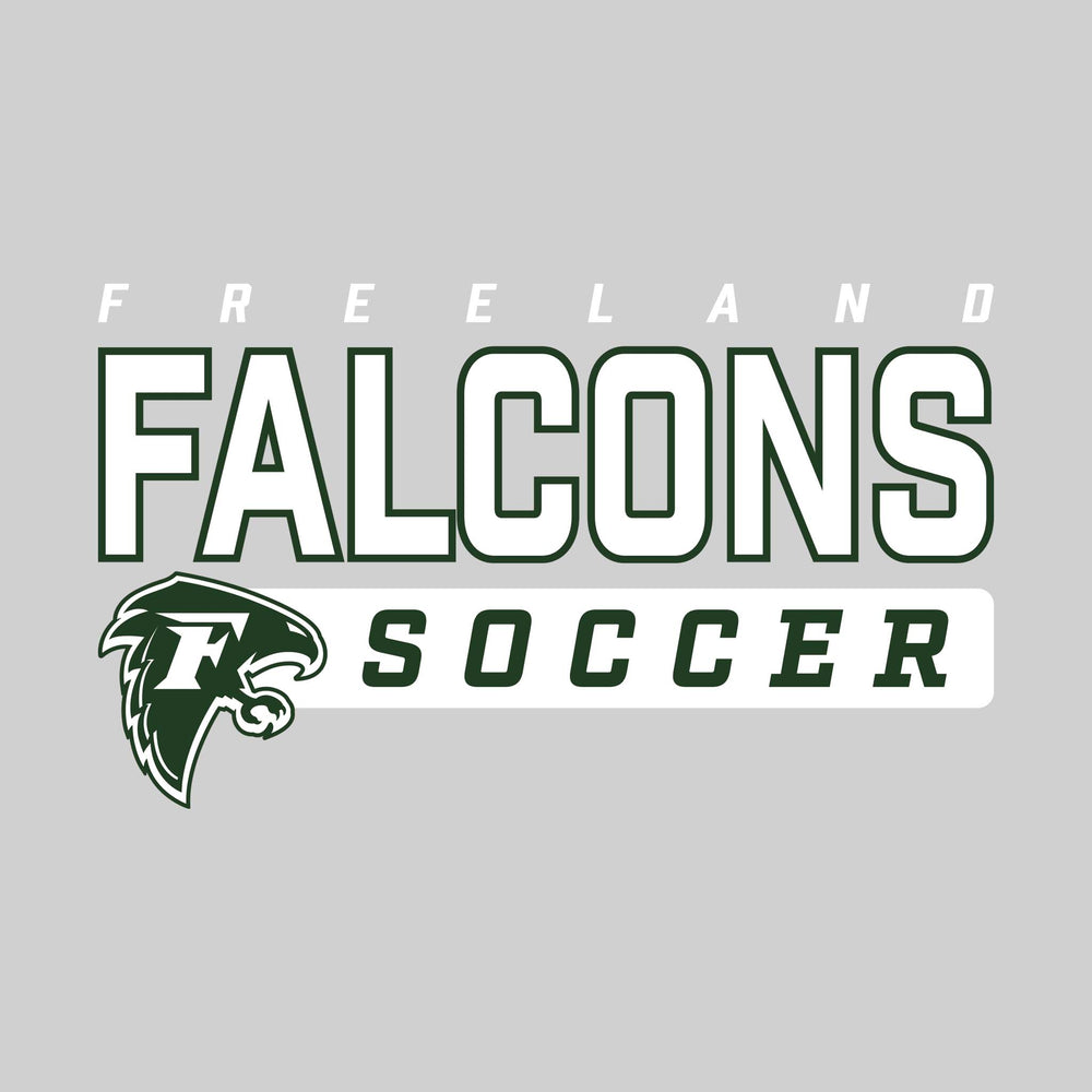 Freeland Falcons - Soccer - Outlined Mascot Name with Mascot & Soccer