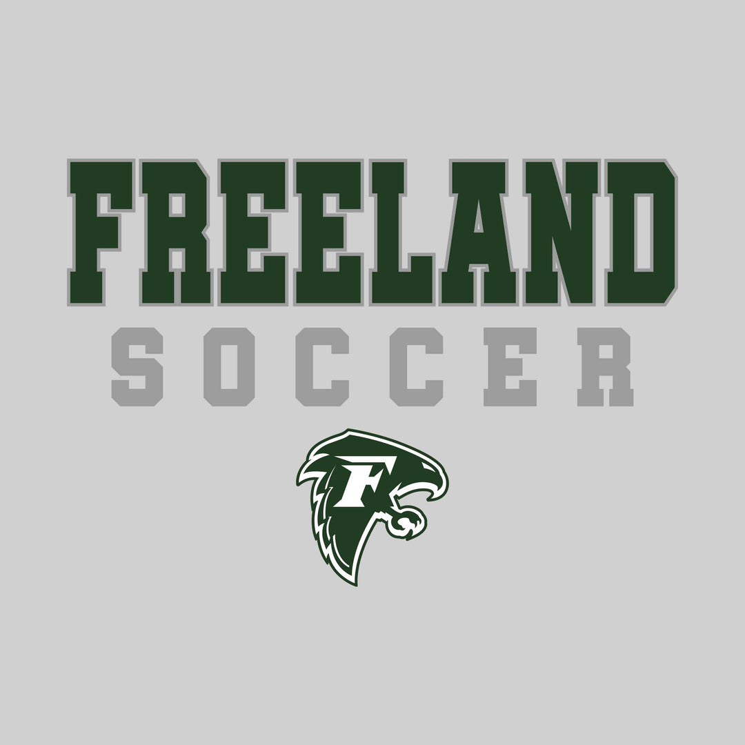 Freeland Falcons - Soccer - Outlined School Name with Soccer &amp; Mascot