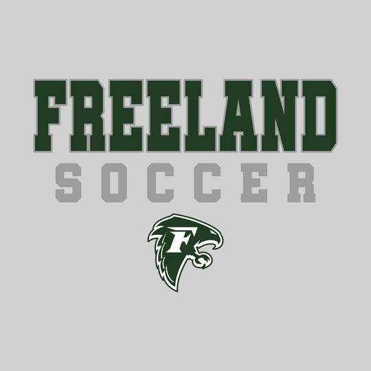 Freeland Falcons - Soccer - Outlined School Name with Soccer &amp; Mascot