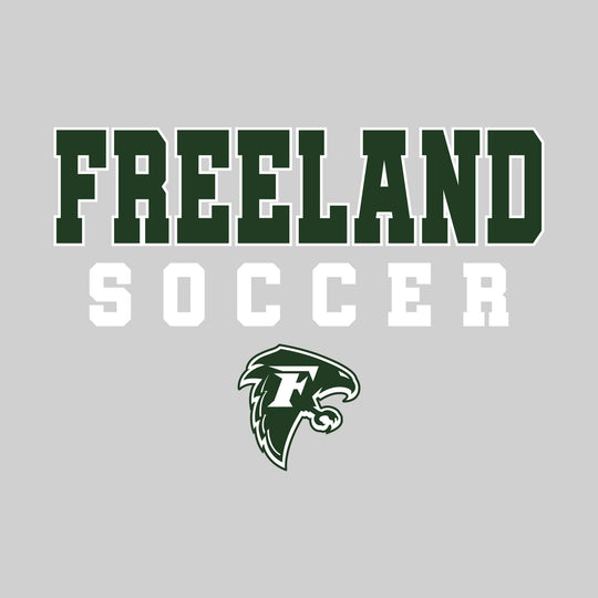 Freeland Falcons - Soccer - Outlined School Name with Soccer &amp; Mascot