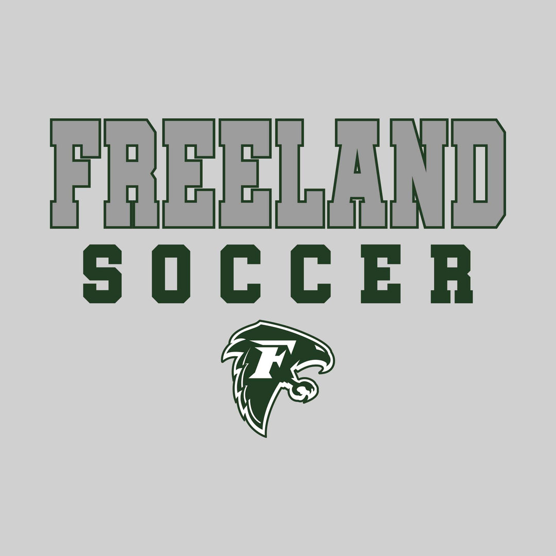 Freeland Falcons - Soccer - Outlined School Name with Soccer &amp; Mascot