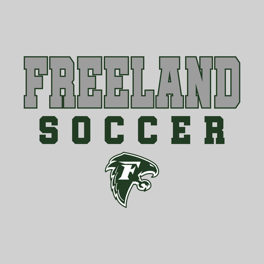Freeland Falcons - Soccer - Outlined School Name with Soccer &amp; Mascot