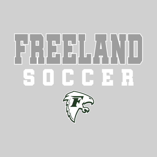 Freeland Falcons - Soccer - Outlined School Name with Soccer &amp; Mascot
