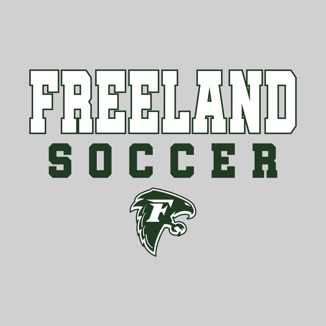 Freeland Falcons - Soccer - Outlined School Name with Soccer &amp; Mascot