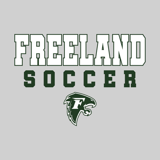 Freeland Falcons - Soccer - Outlined School Name with Soccer &amp; Mascot