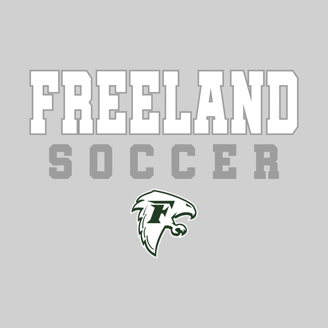Freeland Falcons - Soccer - Outlined School Name with Soccer &amp; Mascot