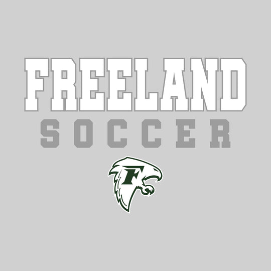 Freeland Falcons - Soccer - Outlined School Name with Soccer &amp; Mascot