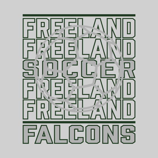 Freeland Falcons - Soccer - Repeated School Name with Soccer Ball Outline