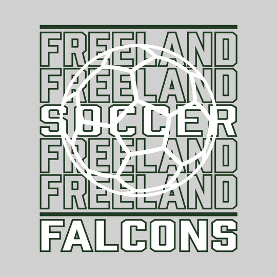 Freeland Falcons - Soccer - Repeated School Name with Soccer Ball Outline