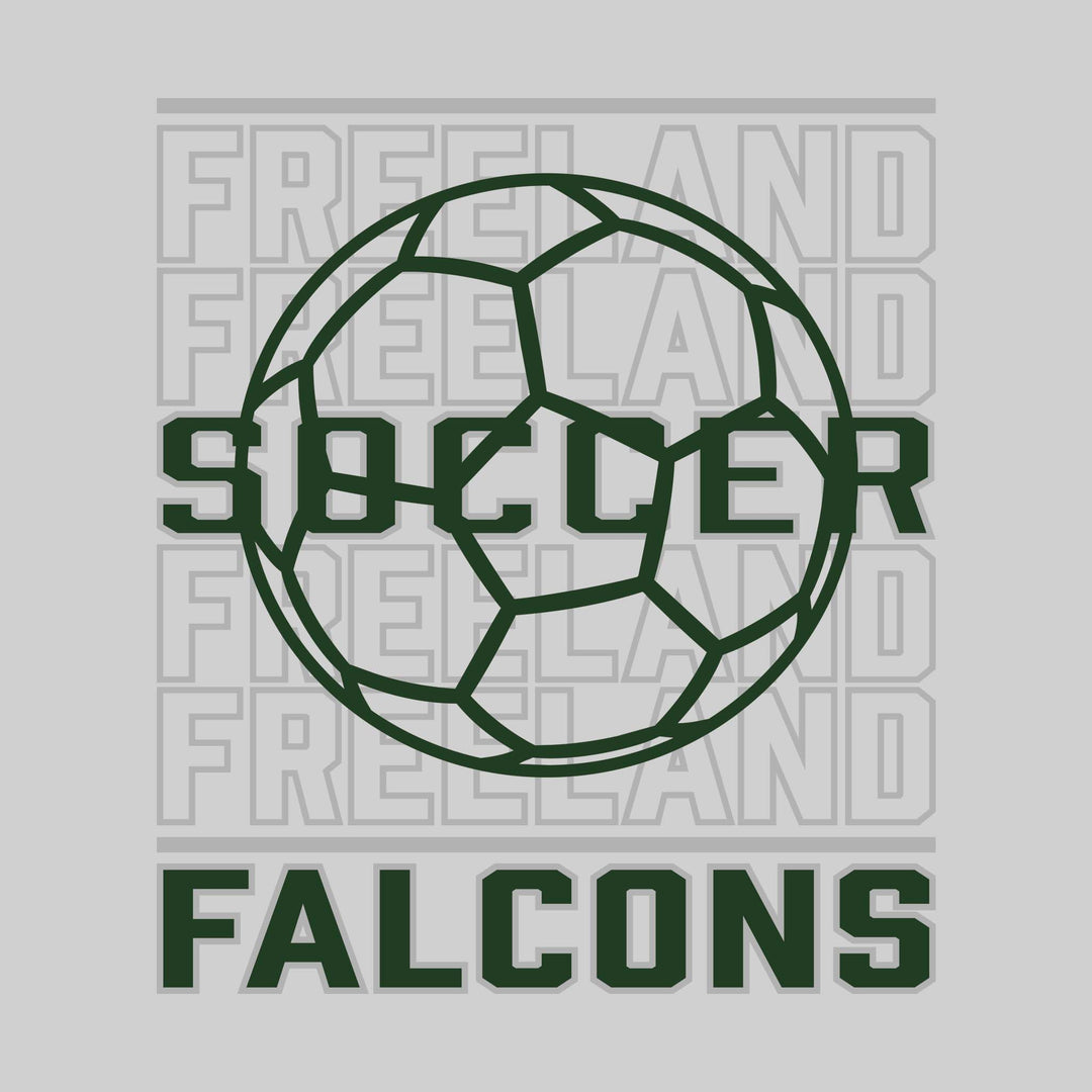Freeland Falcons - Soccer - Repeated School Name with Soccer Ball Outline