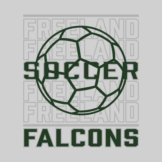 Freeland Falcons - Soccer - Repeated School Name with Soccer Ball Outline