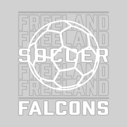 Freeland Falcons - Soccer - Repeated School Name with Soccer Ball Outline