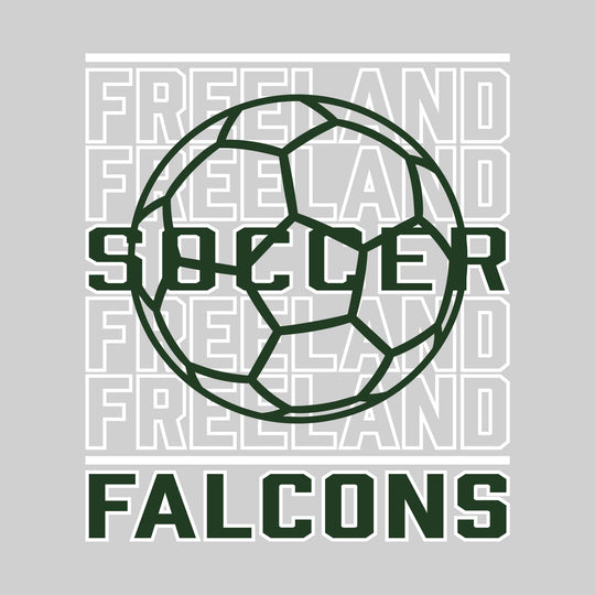 Freeland Falcons - Soccer - Repeated School Name with Soccer Ball Outline