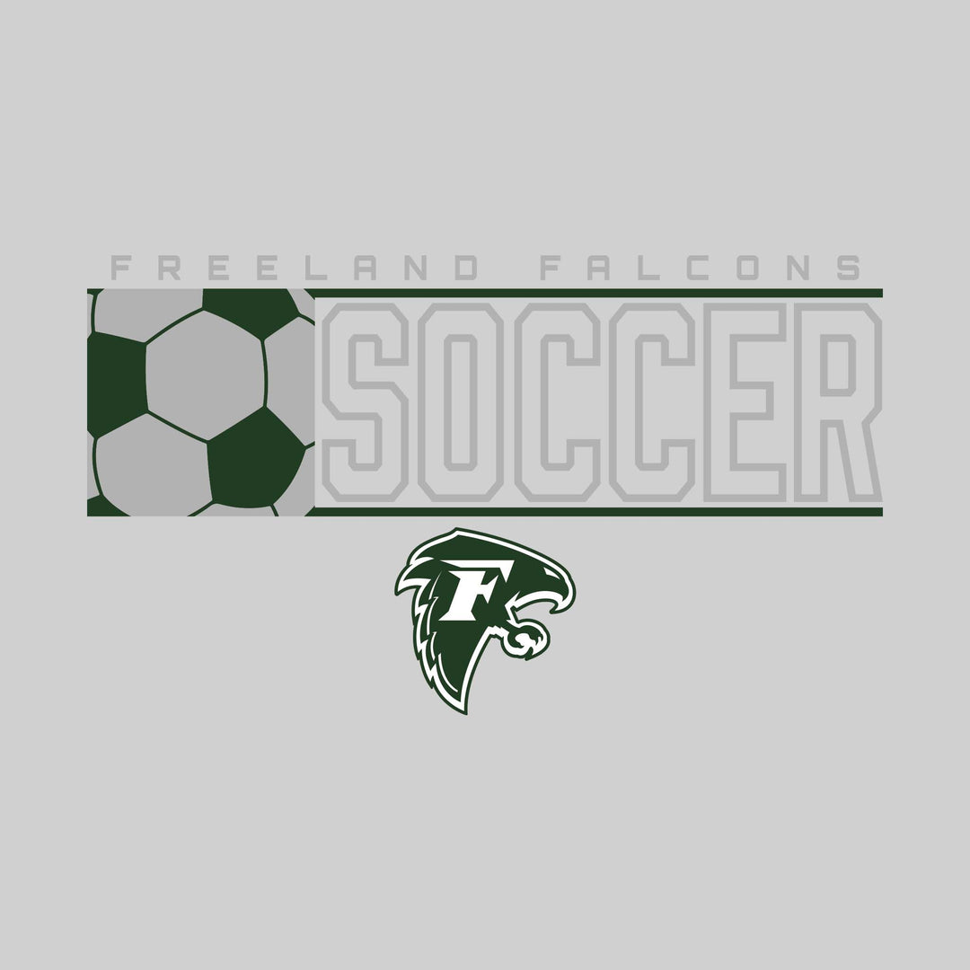 Freeland Falcons - Soccer - School Name with Squared Soccer Ball & Mascot