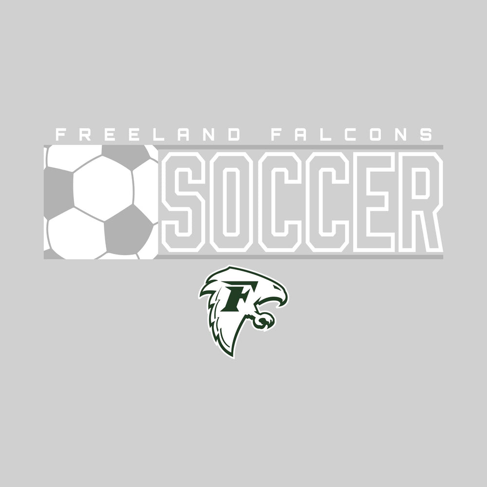 Freeland Falcons - Soccer - School Name with Squared Soccer Ball & Mascot