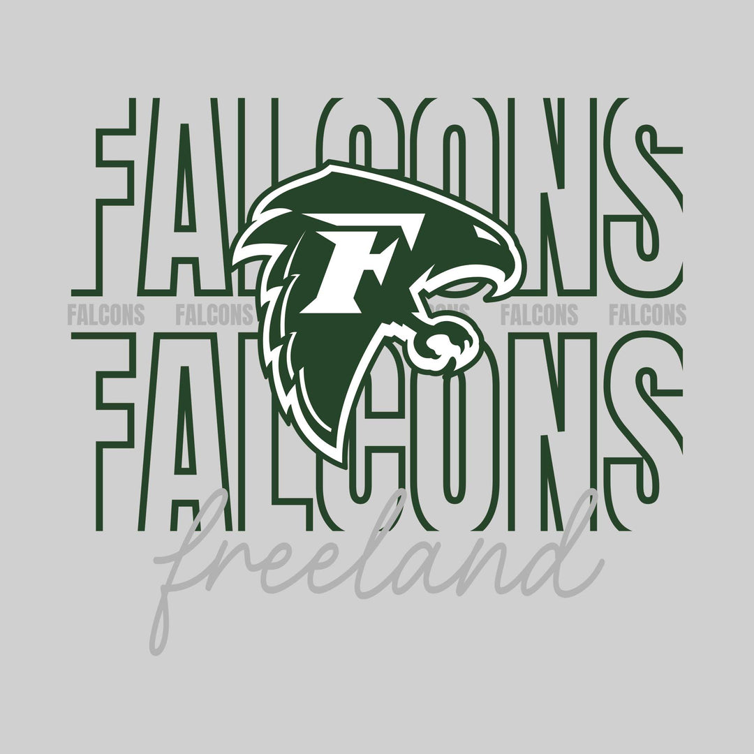 Freeland Falcons - Spirit Wear - Outlined Falcons with Cursive School Name