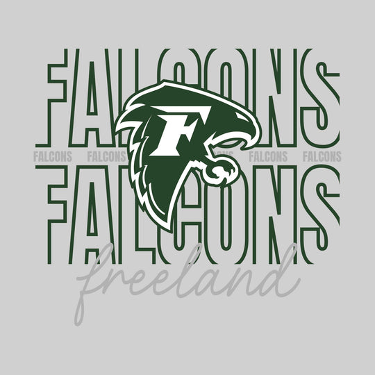 Freeland Falcons - Spirit Wear - Outlined Falcons with Cursive School Name