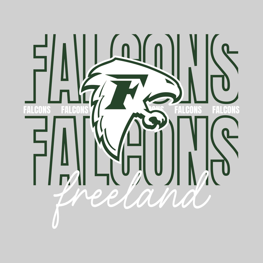 Freeland Falcons - Spirit Wear - Outlined Falcons with Cursive School Name