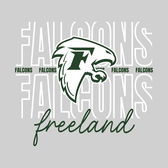 Freeland Falcons - Spirit Wear - Outlined Falcons with Cursive School Name