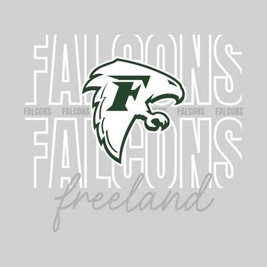 Freeland Falcons - Spirit Wear - Outlined Falcons with Cursive School Name