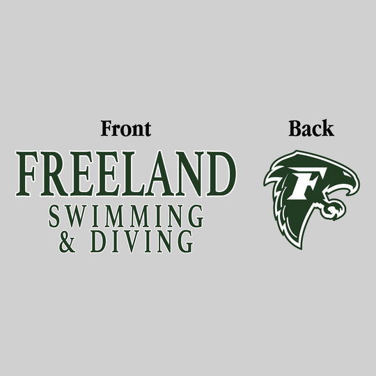 Freeland Falcons - Swimming & Diving - Freeland Swimming & Diving - Outlined Text Mascot on Back