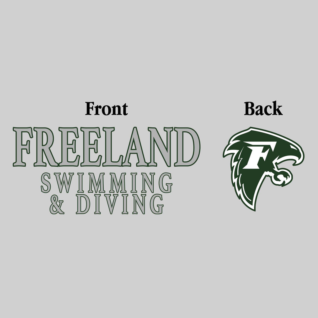 Freeland Falcons - Swimming & Diving - Freeland Swimming & Diving - Outlined Text Mascot on Back