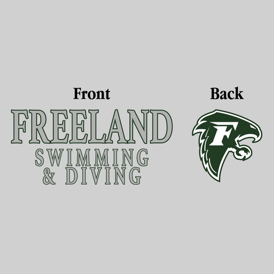 Freeland Falcons - Swimming & Diving - Freeland Swimming & Diving - Outlined Text Mascot on Back