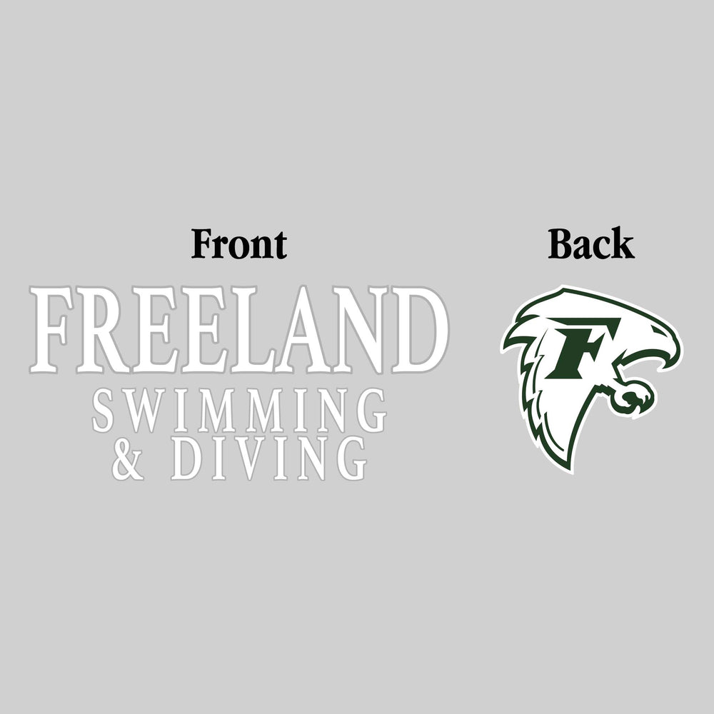 Freeland Falcons - Swimming & Diving - Freeland Swimming & Diving - Outlined Text Mascot on Back