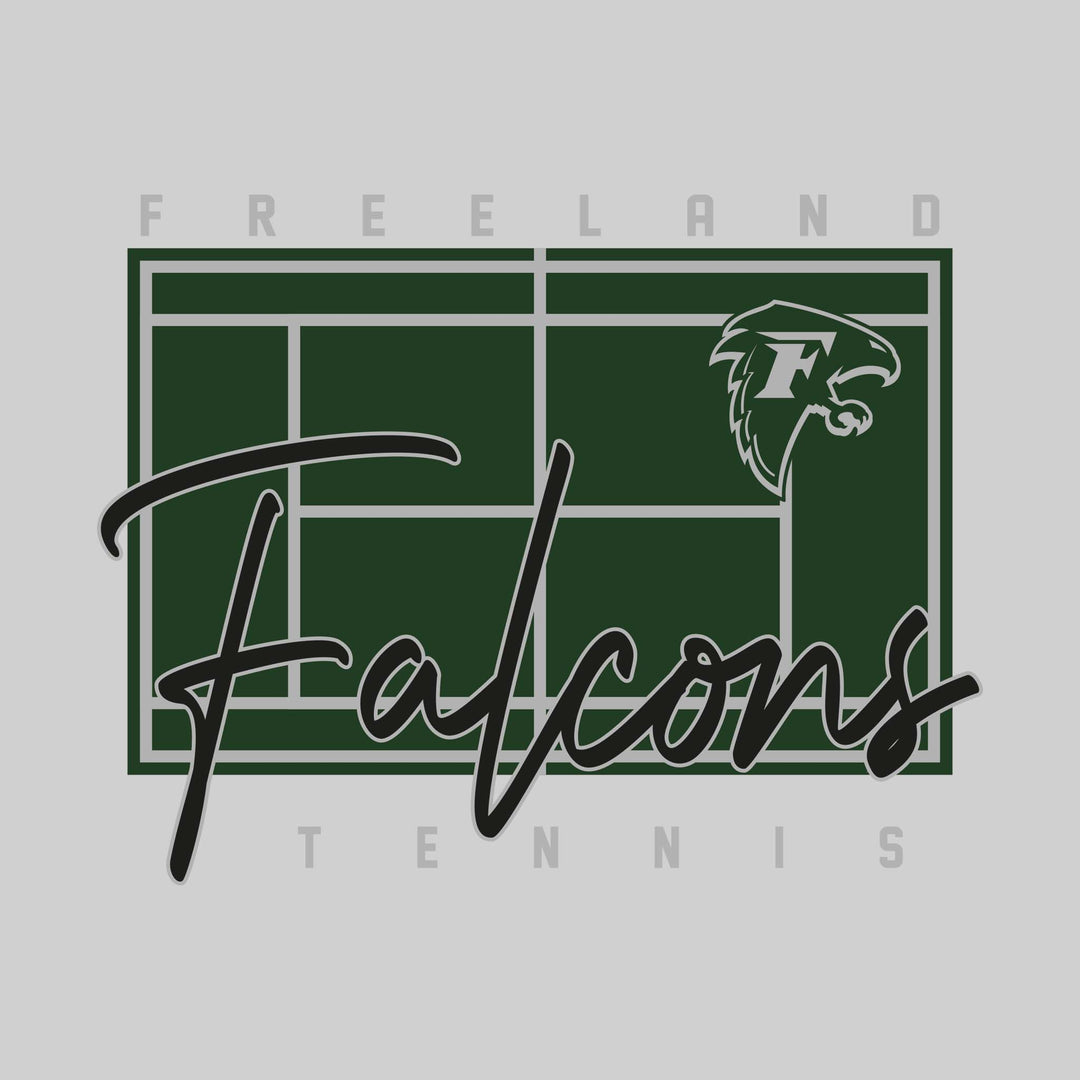 Freeland Falcons - Tennis - Tennis Court with School Name and Mascot