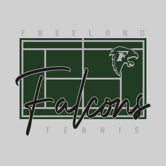 Freeland Falcons - Tennis - Tennis Court with School Name and Mascot