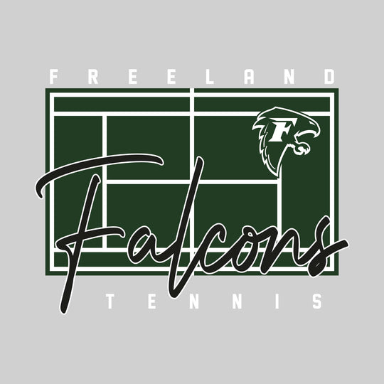 Freeland Falcons - Tennis - Tennis Court with School Name and Mascot
