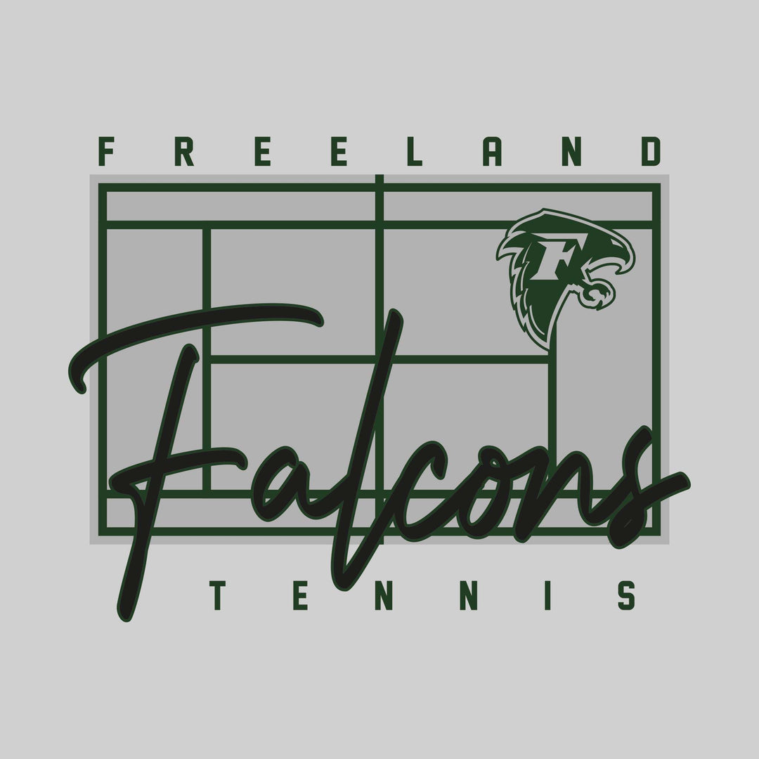 Freeland Falcons - Tennis - Tennis Court with School Name and Mascot