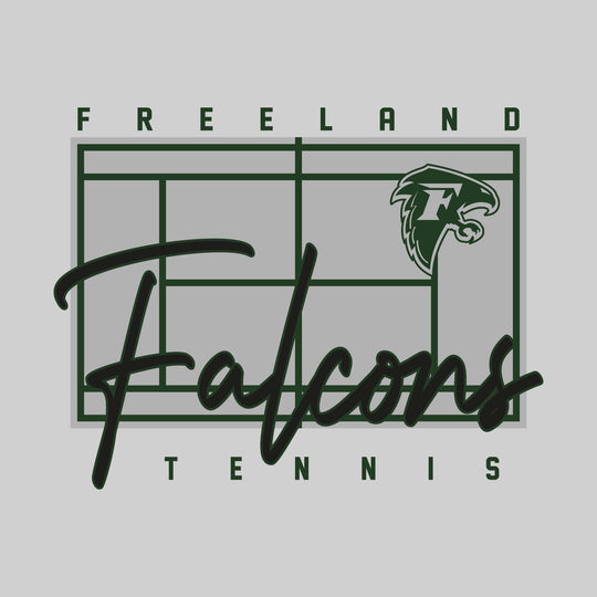 Freeland Falcons - Tennis - Tennis Court with School Name and Mascot