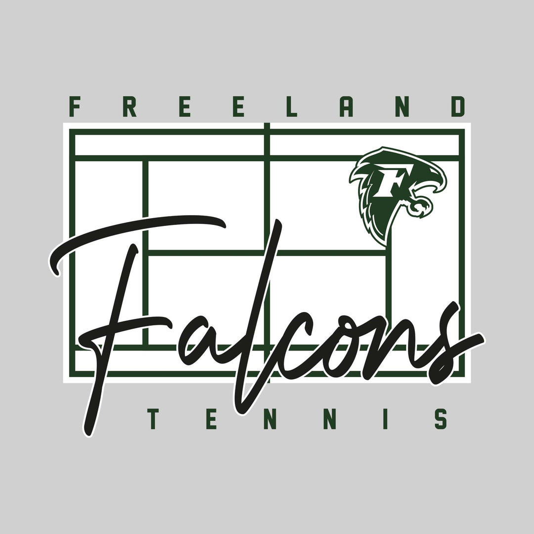 Freeland Falcons - Tennis - Tennis Court with School Name and Mascot