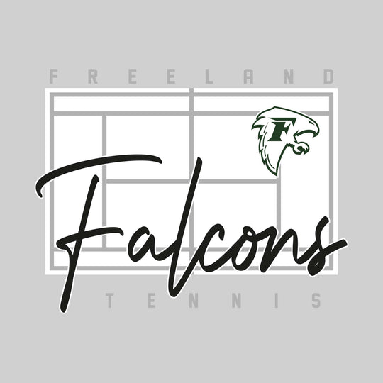 Freeland Falcons - Tennis - Tennis Court with School Name and Mascot