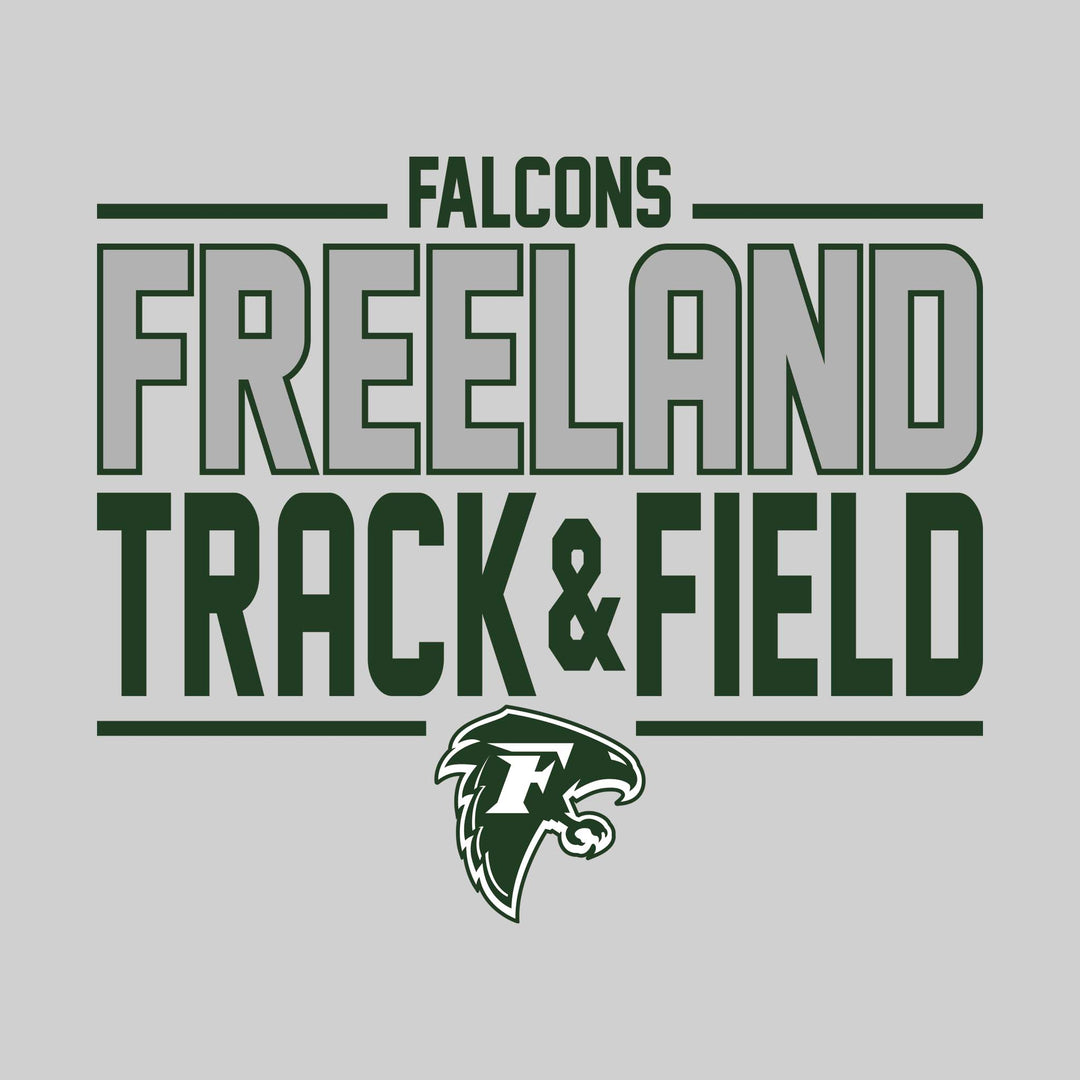 Freeland Falcons - Track &amp; Field - Bracketed School Name with Lower Mascot