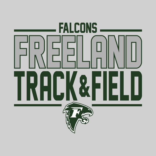 Freeland Falcons - Track &amp; Field - Bracketed School Name with Lower Mascot